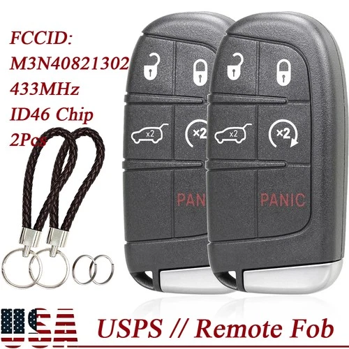 2 Keyless Entry Remote Car Key Fob 5 Button For Jeep Grand Cherokee 2014 - 2022 - product listing photo