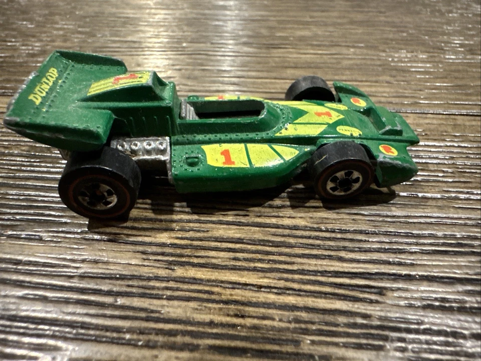 De colección Hot Wheels Redline 1973 El Rey Special Dunlop verde Hong Kong eje doblado Foto 2 de 3