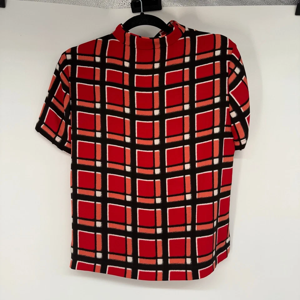 Top de crepé a cuadros Marc by Marc Jacobs Toto para mujer talla S rojo Cambridge multi cremallera Foto 2 de 4