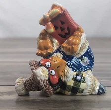 Fitz And Floyd Halloween Figurines Scary Crow Tumbler Candy Corn 3.5" Tall Vtg