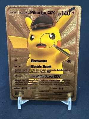 Pokemon Card TCG Multi-Color Gold Foil Fan Art Card Detective Pikachu