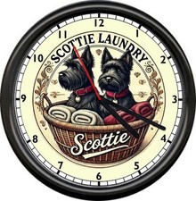 Reloj de pared Scottie cesta de lavandería Scotty lindo cachorros perros peluquero signo