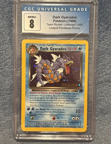 1999 Pokemon Dark Gyarados Prerelease Promo - Rare Holo - Near Mint CGC 8