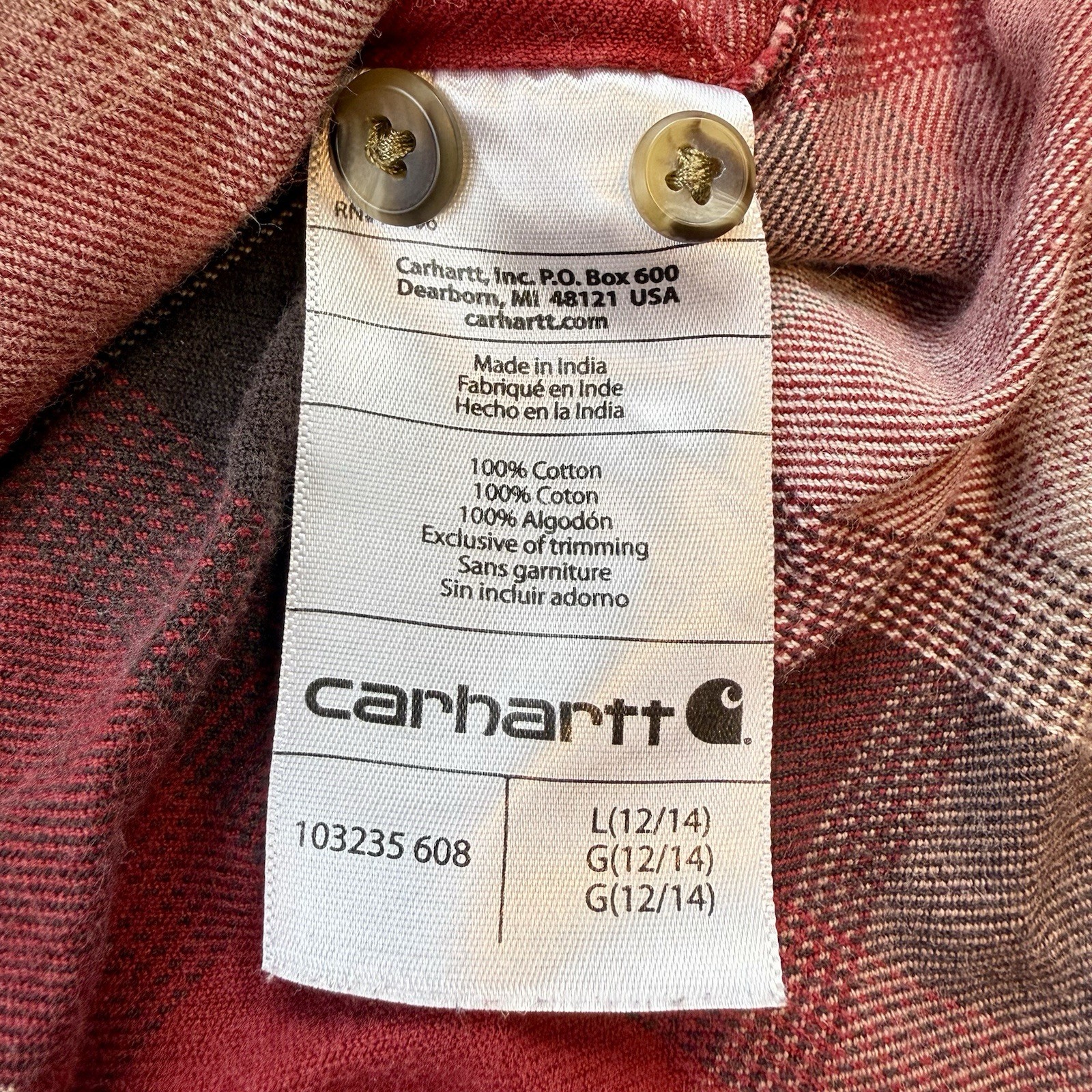 Carhartt Beartooth Hooded Flannel Shirt Button Up Women's Large Drawstring Cabin thumbnail 16