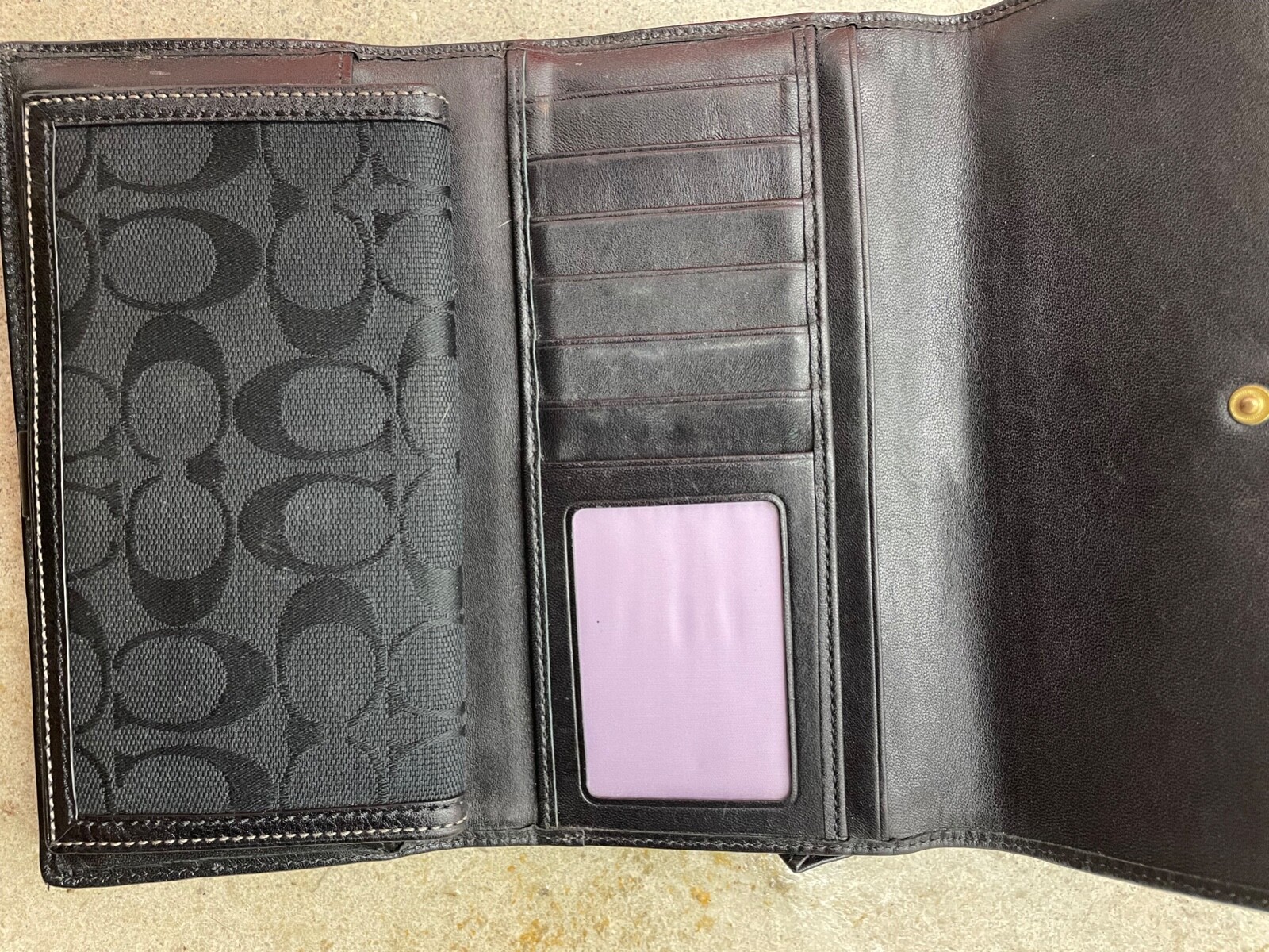 Coach Signature Black Logo Wallet Checkbook Holder Gem