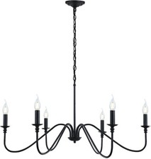 Black Chandelier 6-Light Rustic Industrial Iron Chandeliers for Dining Room Ligh