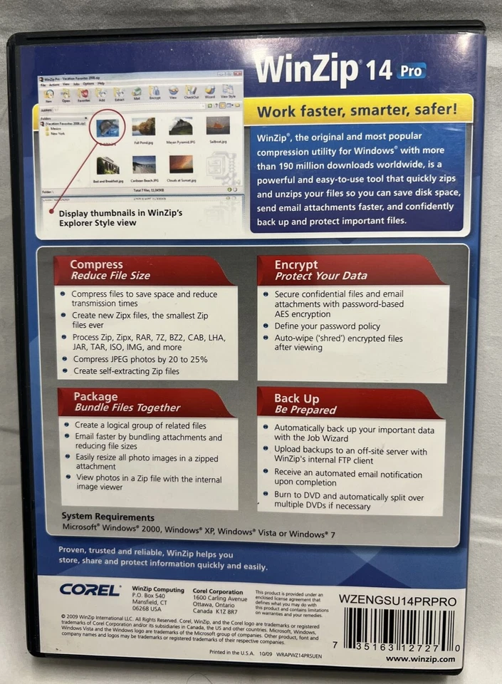 Corel WinZip 14 Pro - Corel - Compression Software - WIN CD ROM - 735163127270 - Image 2 of 3