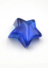 Fire & Light Cobalt Blue Recycled Glass Star Paperweight Signed