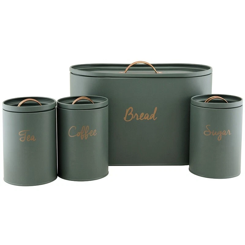 Apollo Kitchen Storage Set - Ivy Green Bread Bin & Tea Coffee Sugar Jars
Opens in a new window or ta