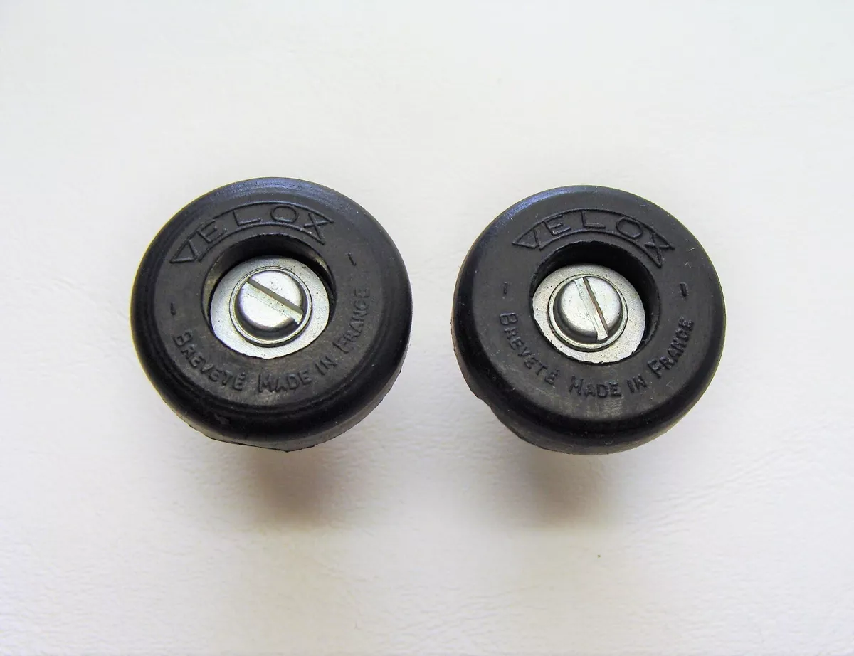 Vintage NOS Pair 2 VELOX Handlebar Rubber End Plugs Black Brevete France