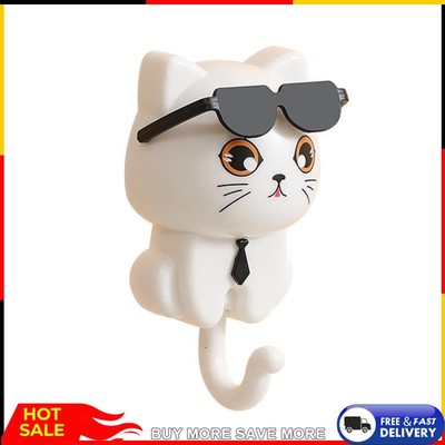 Creative Cartoon Cat Hook Cute Cat Key Holder Adhesive Coat Hooks (Green)