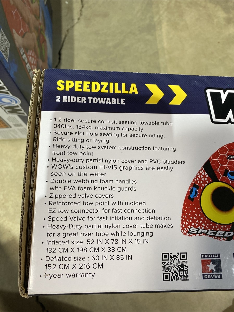 WOW Watersports Speed Zilla 1-2 Rider Towable Inflatable Water