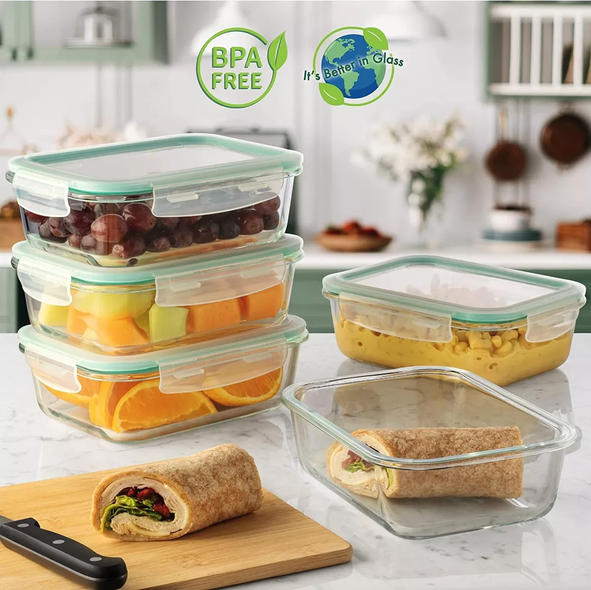 Pyrex No-Leak Lids Storage Container, 7 Cup