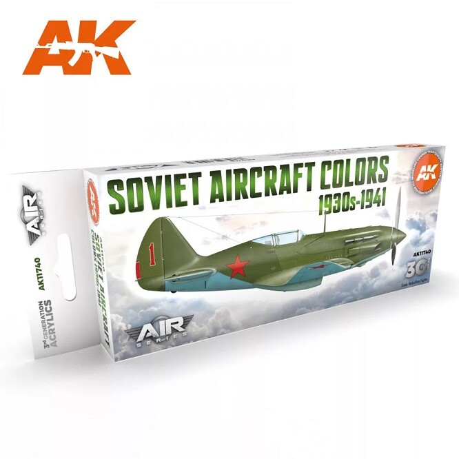 AK Interactive AK11740 - Soviet Aircraft Colors 1930S-1941 Set 3G 8X17Ml - New