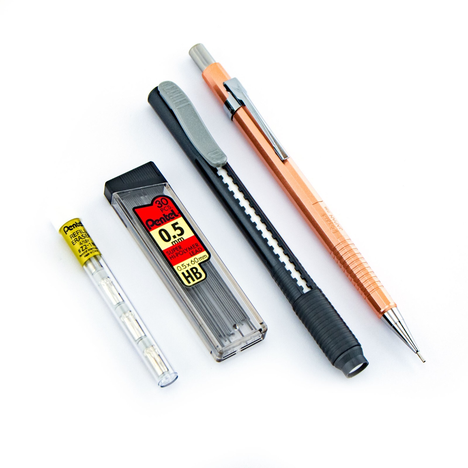 Metallic Copper 0.7mm Refill Lead Clic Eraser Lot