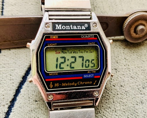 Vintage Digital Watch MONTANA 16 melody chrono/Electronic Watch American Eagle