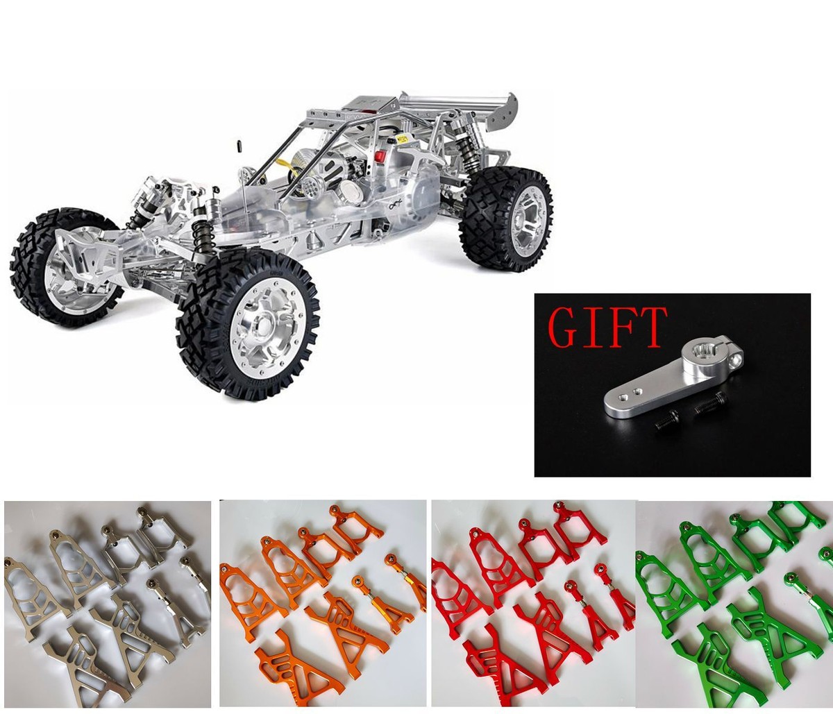 CNC Aluminum Front + Rear Suspension Arm for Rovan HPI KM CNC Aluminum Front + Rear Suspension Arm for Rovan HPI KM
