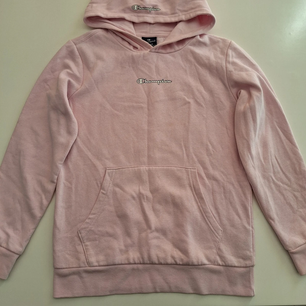 Girl s Champion Junior Logo Pullover Hoodie in Pink Size 11 12