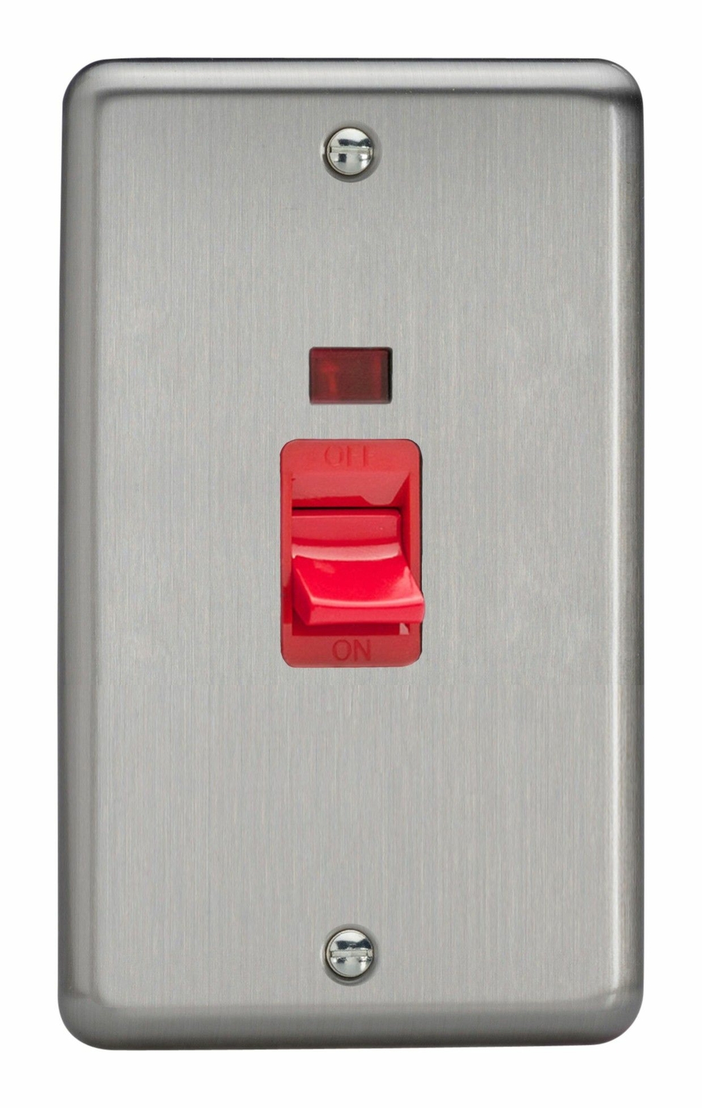 Varilight XS45N Matt Chrome 45A Cooker Switch Vertical Twin Plate + Neon