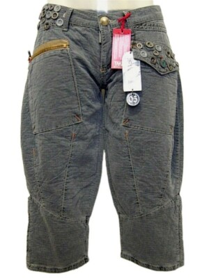 Damen Korsaren Jeans Take Two Taryn Größe W28 It 42 Grau Baumwolle Vintage Neu