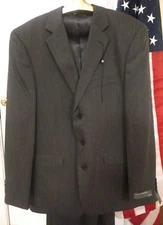 NWT PERRY ELLIS PORTFOLIO Grey Athletic Cut Performance Wool 3 Btn  Suit 40L 32W
