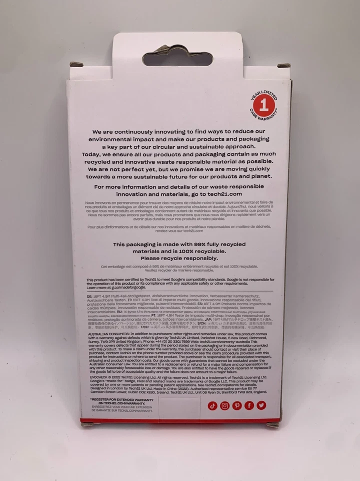 Tech21 EvoCheck Series Gel Case for Google Pixel 7- Black - Image 2 of 2