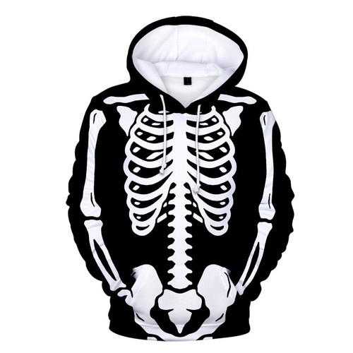 Mens Fashion Skeleton Hoodie Workout 