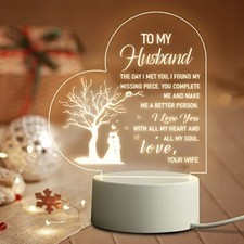 Valentines Day Gifts for Husband, Romantic Night Light Gifts and card for Him,