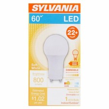 6 bulbs Sylvania LED 8.5 watt A19 Dimmable Light Bulb GU24 base 2700K Soft