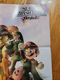 2008 Official Super Smash Bros. Brawl Mario 2 Sided Poster Nintendo Wii RARE Nes