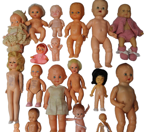 Vintage Baby Doll Lot x18 Galoob Walker Rubber Toy Hard Plastic Toddler Teen Old