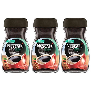 NESCAFE RICH Decaffeinated Instant Coffee 100g 3.5oz 3 Pack