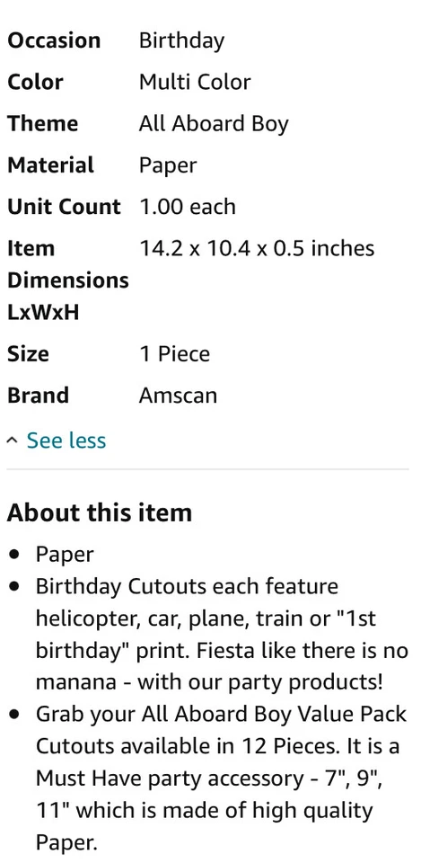 Todo a bordo niño 1er cumpleaños decoraciones paquete de 12 recortes coches trenes Foto 2 de 2