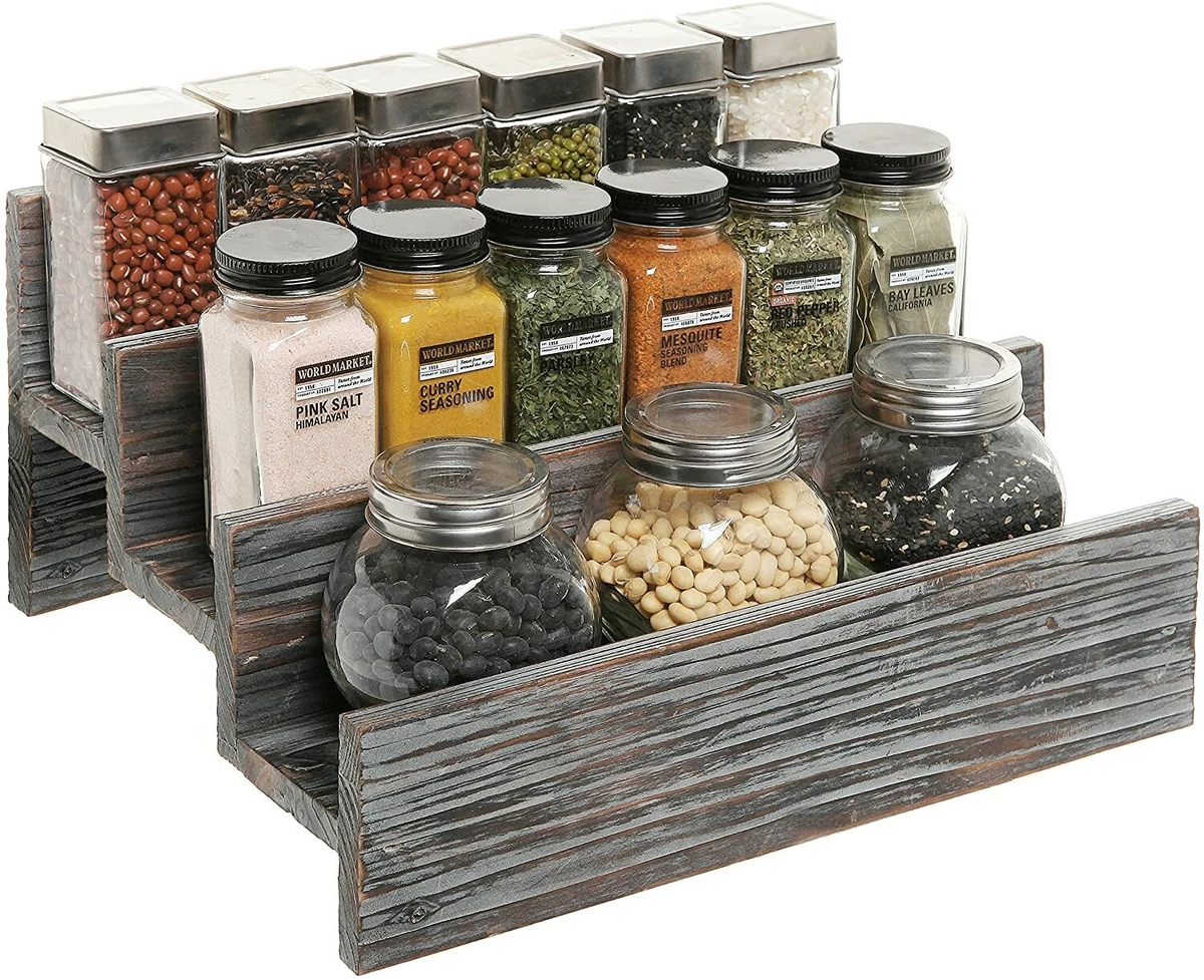 Wooden spice rack: wall mount/countertop spice organizer