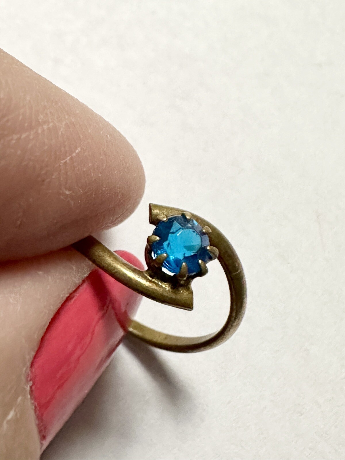 Antique Untested Blue Stone Solitaire Ring - image 12