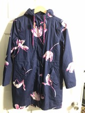 Joules Floral Hooded Right As Rain Coat Navy/pink Size 6 Uk10~ 100% Waterproof