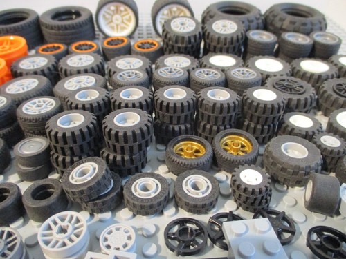 LEGO LOT 124 PIECES PARTS TIRES WHEELS TREADES AXELS SETS OF TIRES - Picture 2 of 8