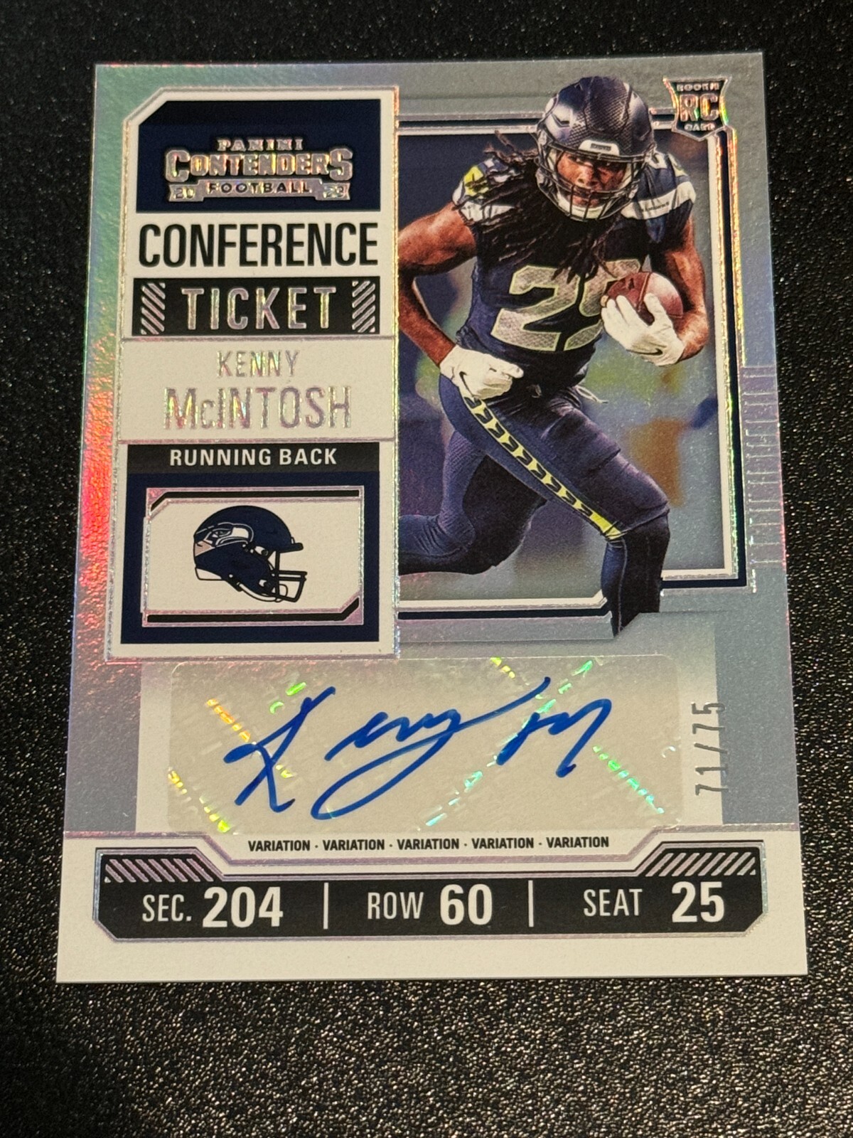 2023 Panini Contenders Kenny McIntosh Variation Conference Ticket RC AUTO /75