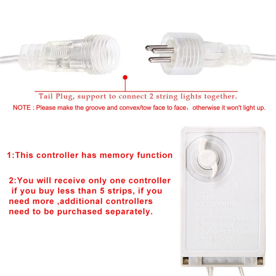 96~960 LEDs Snowing Hanging Icicle Curtain Christmas Light Outdoor Indoor Decor - Image 3 of 4