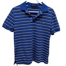 Polo Ralph Lauren Mens Shirt SP Custom Slim Fit Blue Short Sleeve Striped