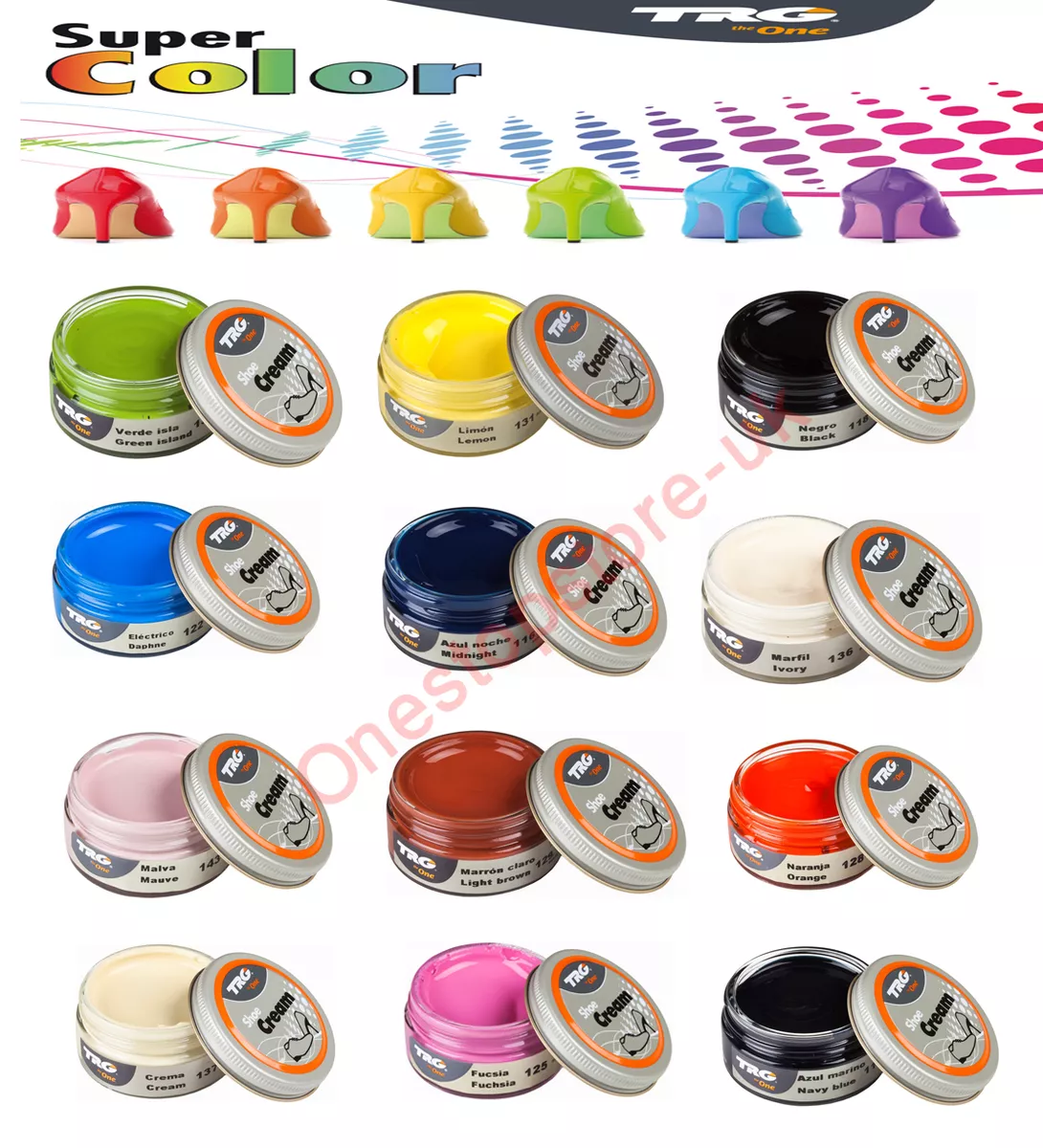 TRG Shoe Cream Polish 50ml Jars For Smooth Leather Shoes Boots Handbags Car Seat