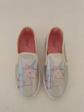 Capelli New York Girls Silver Metallic Unicorn Slip On Low Top Sneakers size 3