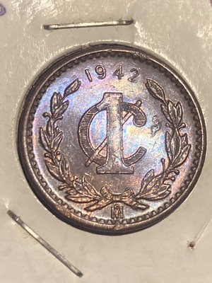Uncirculated Red Brown 1942 Mexico 1 Centavo Foreign Coin