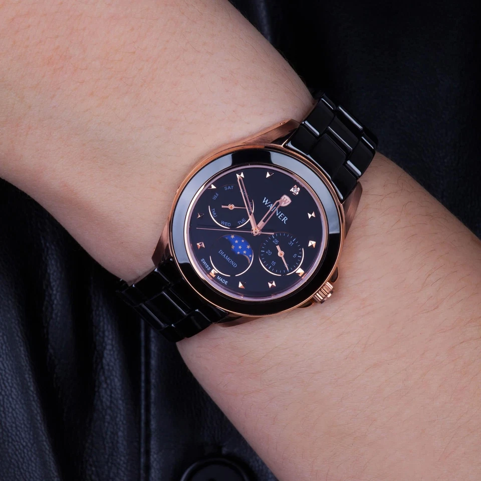 Reloj Pulsera Mujer Wainer Hecho en Suiza WA.18040-E Diamante Cerámica Foto 3 de 4