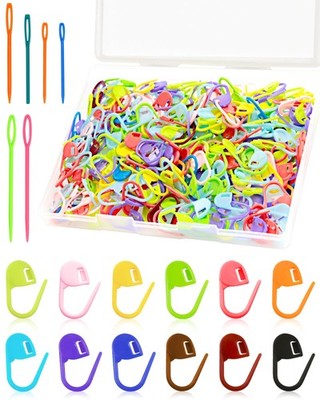 300pcs FIVEIZERO Stitch Markers with 6 pieces of large blunt Small, Mix Color 