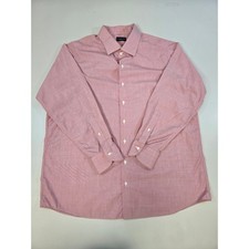 Proper Cloth Mens Pink Micro Check Cotton Dress Shirt 19.5-34 Spread Collar XL