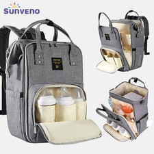 Sunveno Stylish Upgrade Diaper Bag Backpack Multifunction Travel BackPack Matern