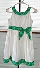 Janie and Jack Summer Dress Twins 2 Available Green and White w/bow Size 8