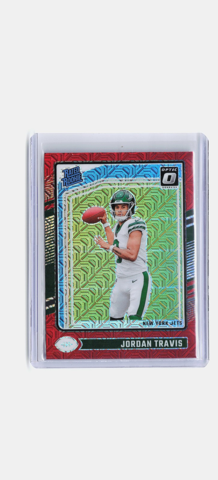 Jordan Travis 2024 Donruss Optic #260 Red Mojo Refractor RC - Jets