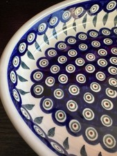 Boleslawiec - Poterie polonaise - Casserole, avec cercles et arbres - Long 13-3/4"